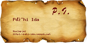 Páhi Ida névjegykártya